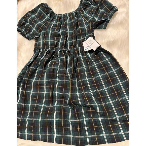 Old Navy NWT 5T green plaid short sleeve dress - Picture 4 of 4